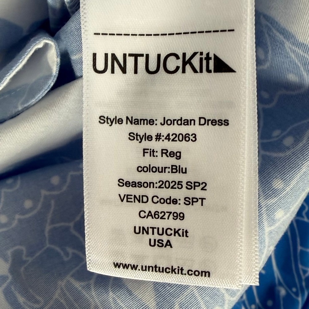 UNTUCKit Jordan Dress Womens Small Blue White Parrot Print Sleeveless A-Line - Picture 7 of 10
